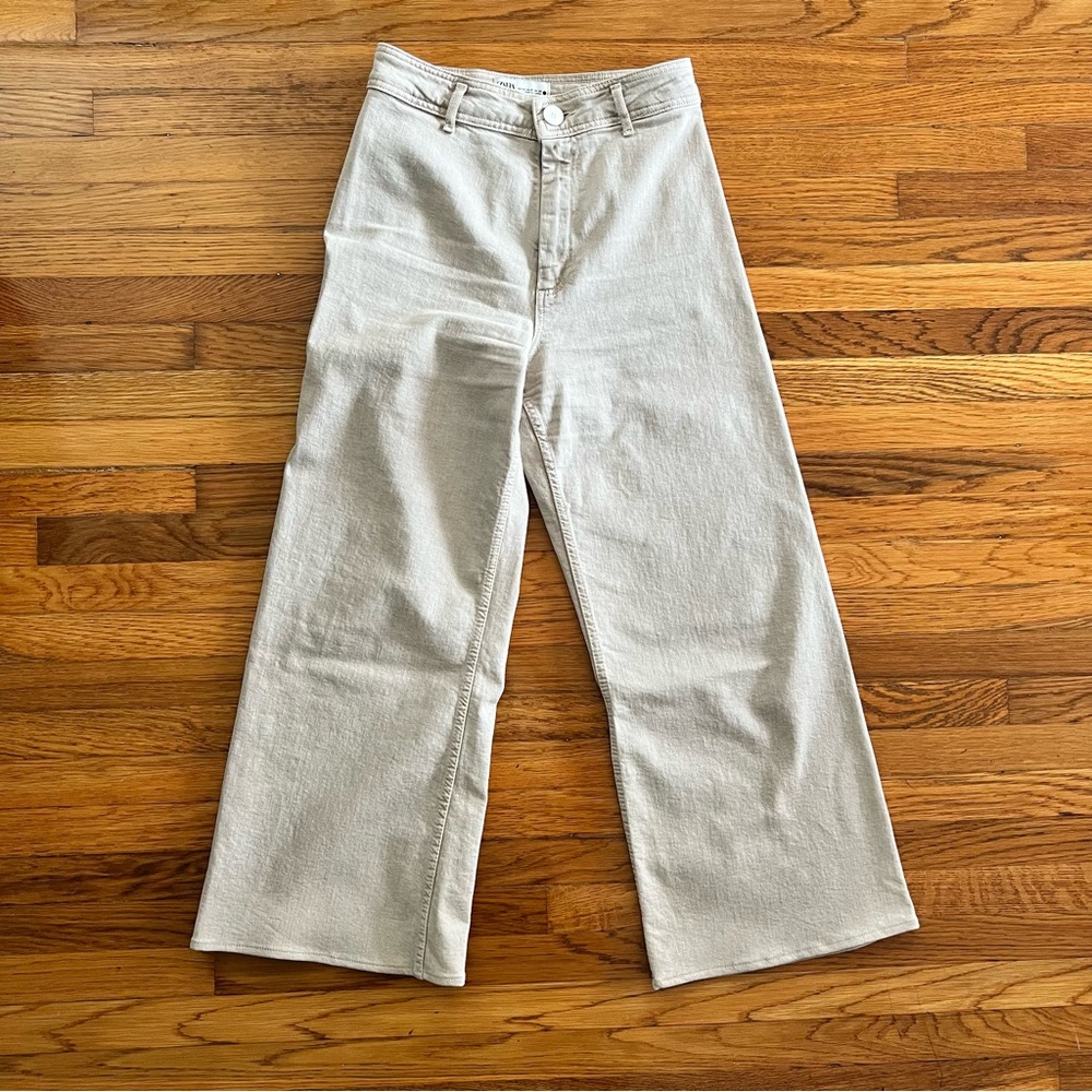 Zara Marine Straight Taupe wide leg high waisted pant